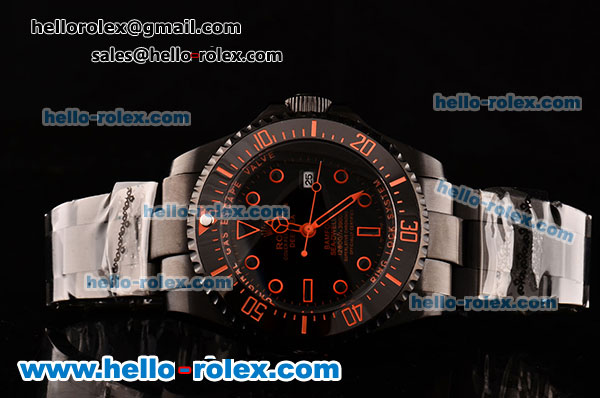 Rolex Sea-Dweller Bamford Asia 2813 Automatic PVD Case with PVD Strap Black Dial Orange Markers - Click Image to Close